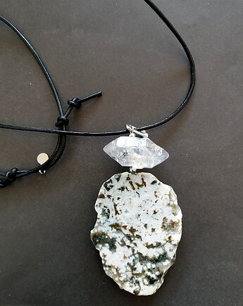 Wisior RAW kryształ herkimer, jaspis czerwony, modesign