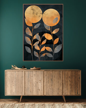 Liście magnolii - Plakat, druk - Chiński Orient, Harmonia Zen, Wabi Sabi #92, Black Sapphire Art