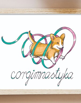 Plakat Corgimnastyka, Burgundowe Rysunki