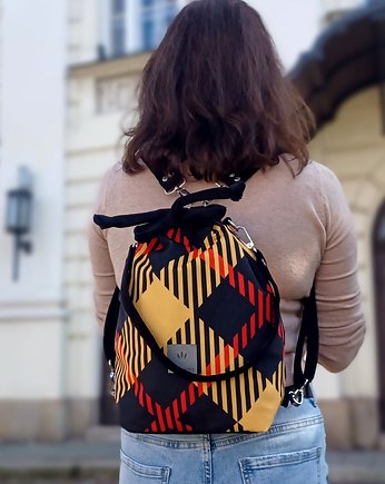 Plecak torebka 2w1 w czarno żółtą kratę, sabi tatka