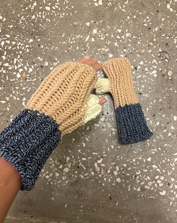 Rękawiczki bez palct  z wełny merino multikolor, HisOutfit