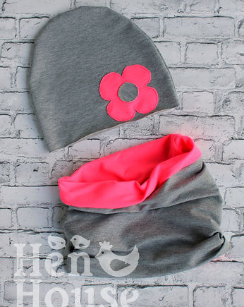 Komplet Flower czapka + komin , henhouse