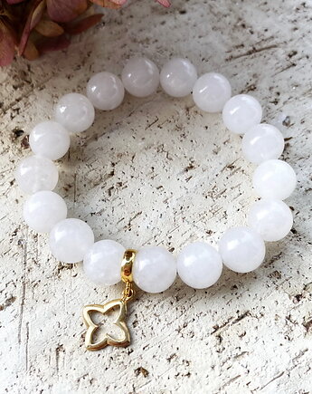 Bransoletka "Milky" z mlecznych jadeitów- srebro 925 pozłacane, Coccola JEWELLERY