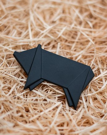 Broszka Porcelanowa Origami Świnka Czarna, StehlikDesign
