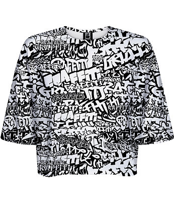 DR.CROW T-shirt CROP Black and White Graffiti, DrCrow