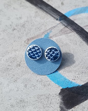 Kolczyki ceramiczne w kobaltowe wzory, biżuteria z talerzy