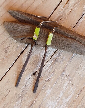 Kolczyki z oksydowanej miedzi z jaspisem /1/ biżuteria handmade, rękodzieło, Galeriai