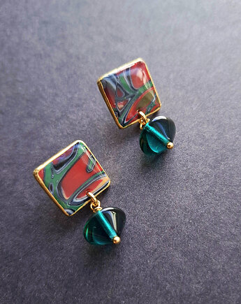 Kolczyki zieleń w czerwieni no8, Motywator Eweliny