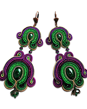 Sutaszowe kolczyki GREEN&VIOLET, Sylwia Żak