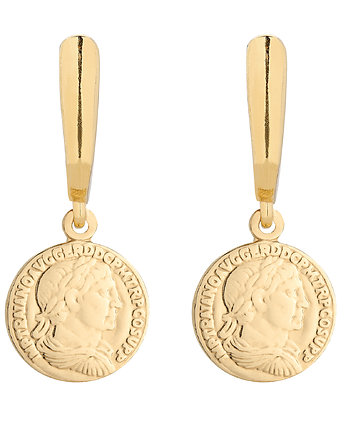 Złote kolczyki z monetami, OSOBY - Prezent dla siostry