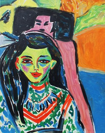 Obraz  ekspresja Franzi przed rzeźbionym krzesłem Ernst Ludwig Kirchner, alice oil on canvas