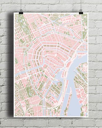 Amsterdam - plakat kartograficzny, minimalmill