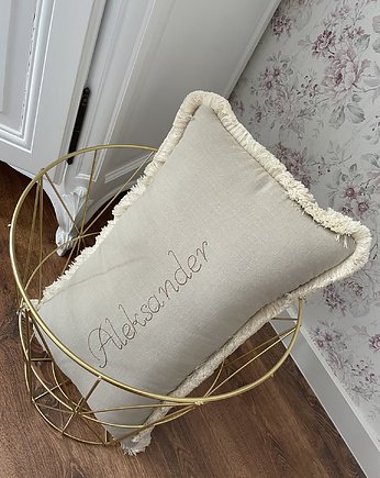 Duża poduszka boho z personalizacją beżowa, GroKo Design