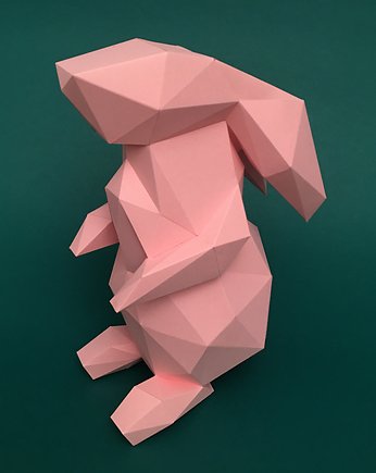 Królik Rabbit różowy papierowy origami papier, Papersign