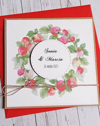 Kartka ślubna : PERSONALIZACJA : truskawki, kaktusia