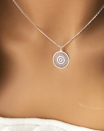 Naszyjnik z ażurową rozetą, delikatne srebro, Anemon Atelier