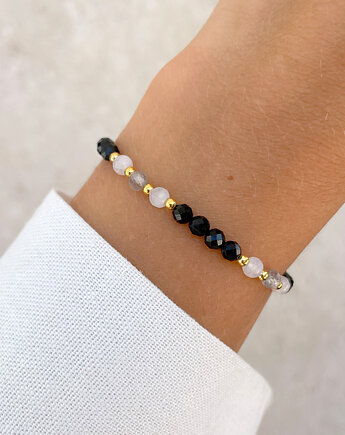 Talizman - czarny turmalin, kamień księżycowy, labradoryt, Bring Biżuteria