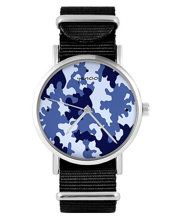 Zegarek - Moro granatowy - czarny, nylonowy, yenoo