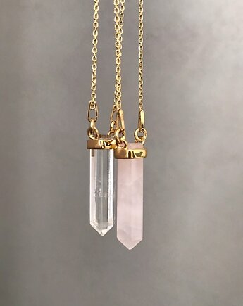 Naszyjnik z kamieniem w oprawie pozłacany kryształ górski