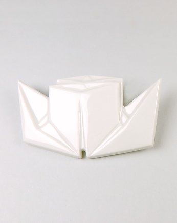 Broszka Porcelanowa Origami Parowiec Biała, StehlikDesign