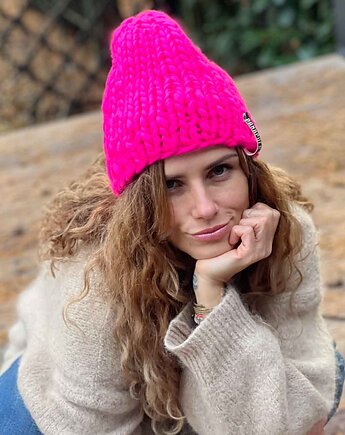 100% MERINO CZAPKA neon, PANAPUFA