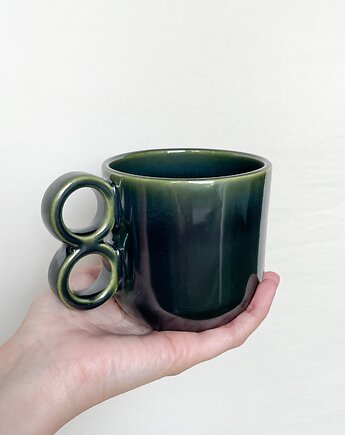 Kubek podwójne ucho  [kolor: butelkowa zieleń]  330 ml, FORMY PROSTE