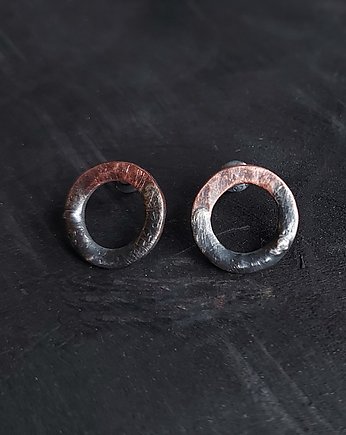 COPPER koła M/ kolczyki z miedzi i srebra, Skrobot Design