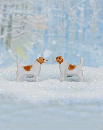 Jack russell terrier mini- ceramiczne kolczyki