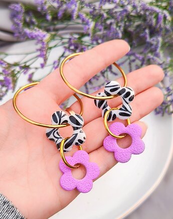 Kolorowe kolczyki kwiaty, zestaw wesołej wiosennej biżuterii. mały prezent, Dary Rusałki