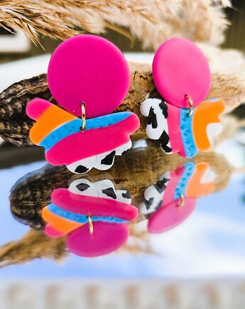 Wiszące kolorowe kolczyki WACHLARZE, sploteka