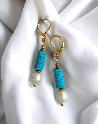 Kolczyki: kolekcja summer ocean: PERŁY & LAWA turkusowa, kaktusia