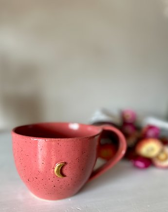 Kubek  różowo-malinowy ze złotym księżycem 400 ml, GajaArte