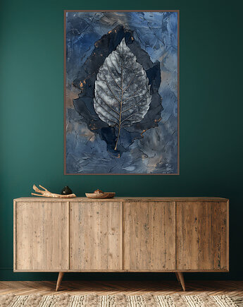 Abstrakcyjne liście - Plakat, druk - Chiński Orient, Harmonia Zen #77, Black Sapphire Art