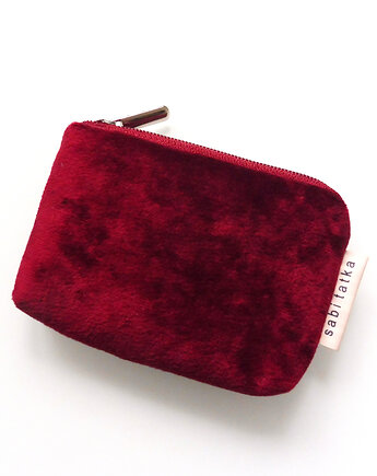 Welurowy portfel etui na karty Bordowy, sabi tatka