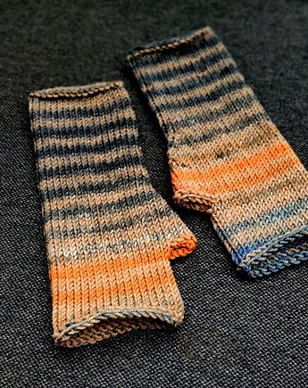 Paski z pomarańczem / mitenki, agat handmade