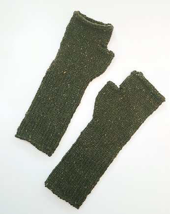 Wełniane mitenki, rękawiczki damskie zielone, Made by Jaga