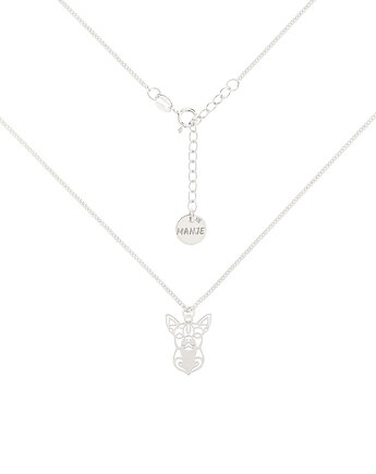 Srebrny choker pancerka z psem Chihuahua, MANJE