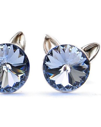 Kolczyki - kryształy Swarovski - kotki Light Sapphire (większe), Marisella