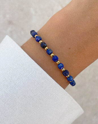Bransoletka na gumce z lapis lazuli z hematytem, Bring Biżuteria