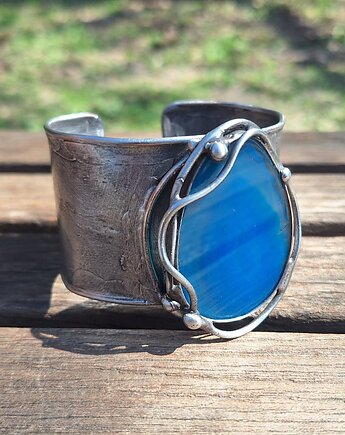 Niebieski agat - bransoletka regulowana, po drugiej stronie lustra