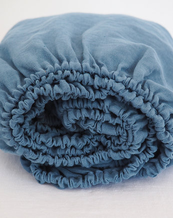 LNIANE prześcieradło do łóżeczka DUSTY BLUE, so linen!