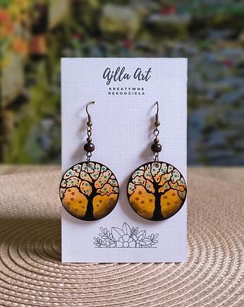 Kolczyki malowane ręcznie boho Magiczne Drzewo, ajlla