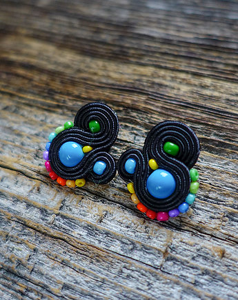 Kolorowe Lentinki- kolczyki soutache, Mró Soutache