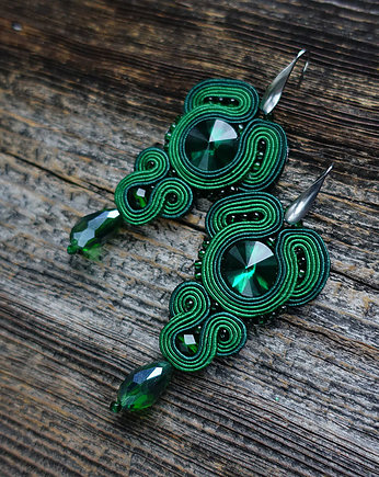 Zielone  kolczyki soutache, Mró Soutache