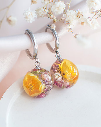 Kolczyki z kompozycją kwiatową, nature gift