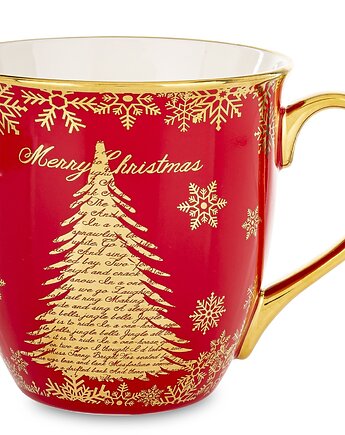 Kubek porcelanowy 11x15x11,5 cm CONIFERE 560 ml czerwony, MIA home