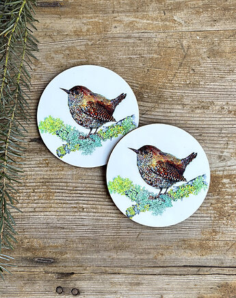 Strzyżyk- podkładki pod kubek- ilustracja, BOSKE