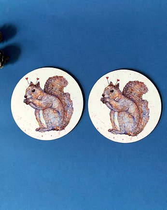 Wiewiórka Valentina - Podkładka pod kubek - Ilustracja, OSOBY - Prezent dla koleżanki