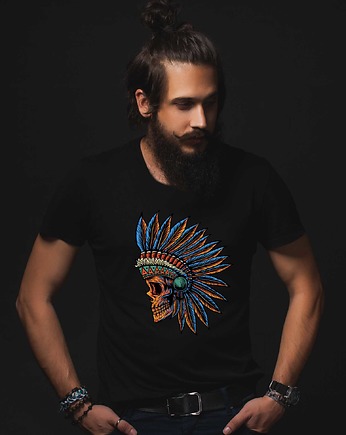 Koszulka organiczna z nadrukiem Indianin, ART ORGANIC