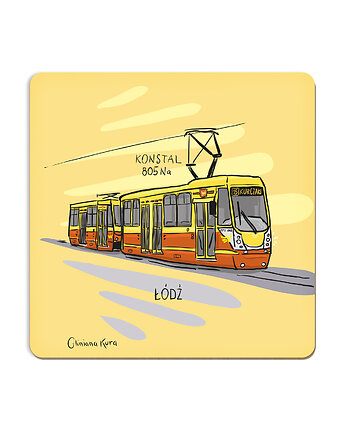 Podkładka pod kubek Łódź Tramwaj Woltan, Gliniana Kura